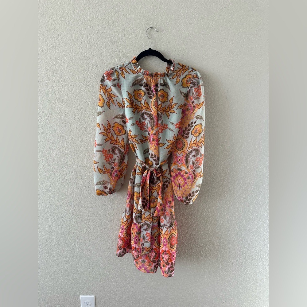 Julia Jordan Ruffled Mock Neck Long Sleeve Tie Waist Dress Size 2